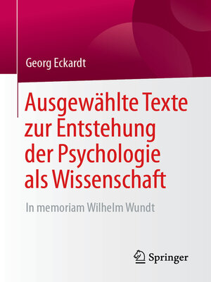 cover image of Ausgewählte Texte zur Entstehung der Psychologie als Wissenschaft